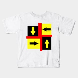 Black And Yellow Arrows And Squares Kids T-Shirt